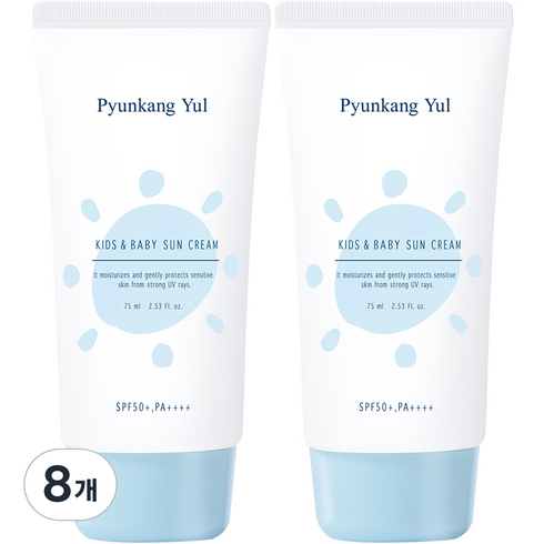 편강율 키즈 앤 베이비 촉촉 선크림 SPF50+ PA++++, 8개, 75ml