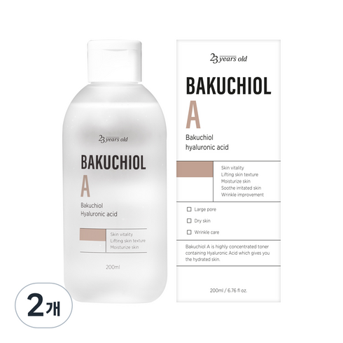 23yearsold 바쿠치올 A 스티커 수분 토너, 200ml, 2개