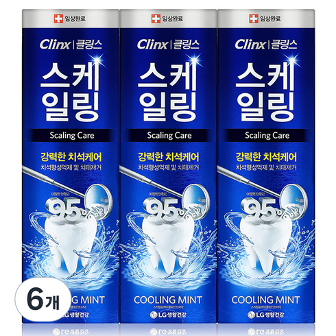 치석치약 - 클링스 스케일링케어 치약 쿨링민트, 100g, 6개