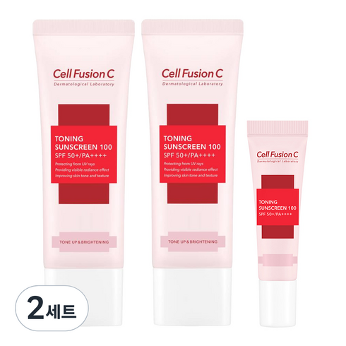 셀퓨전씨 토닝 썬스크린 100 SPF50+ PA++++ 45ml + 45ml + 10ml 세트, 2세트