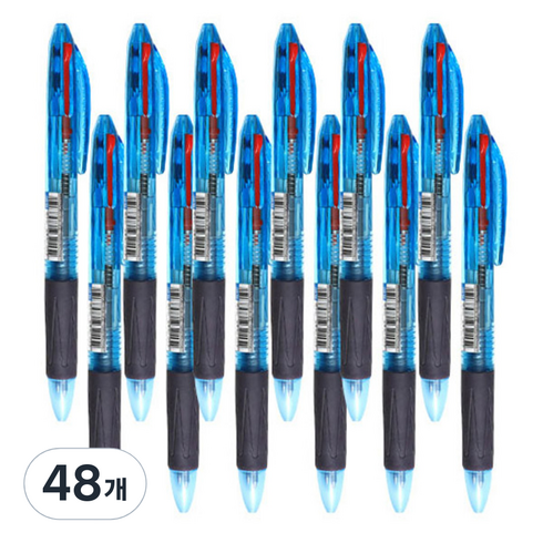 모닝글로리 슬립온 3색 볼펜 0.7 mm, 블루, 48개