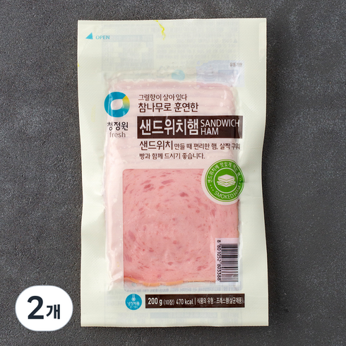 샌드위치햄 - 청정원 참나무 훈연 샌드위치햄, 200g, 2개