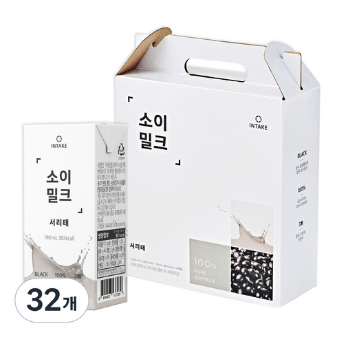 인테이크 소이밀크 서리태, 190ml, 32개