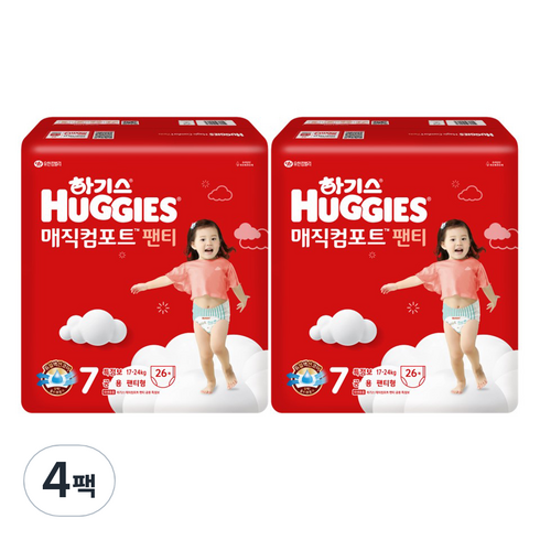 하기스 NEW 매직컴포트 팬티형 기저귀 남여공용 특점보형 17~24kg, 7단계, 104매