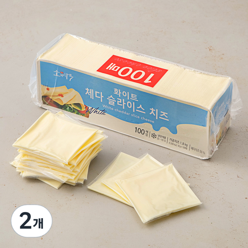 소와나무 화이트 체다 슬라이스 치즈 100매입, 1.8kg, 2개