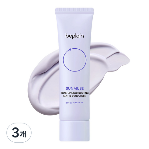 비플레인 선뮤즈 톤업 앤 코렉팅 매트 선크림 SPF50+ PA++++, 50ml, 3개