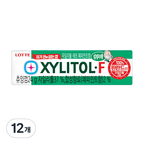 롯데 자일리톨 츄잉껌 F, 24g, 12개