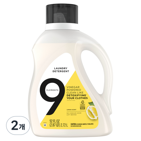 나인엘레멘츠 찬물 세탁세제 레몬, 2.72L, 2개