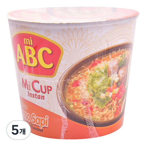 memeabc - ABC 미 인스턴트 컵 라사 바소 사삐 60g, 5개