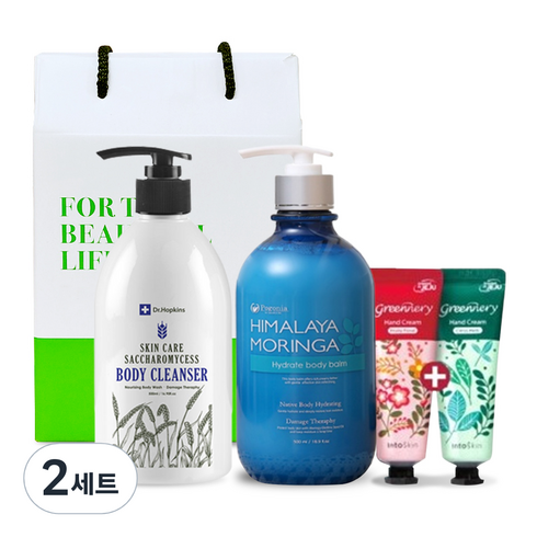 닥터홉킨스 맥주 효모 바디워시 500ml + 포고니아 하이드레이트 바디밤 로션 500ml + 인투스킨 핸드크림 50ml 2p 세트, 2세트
