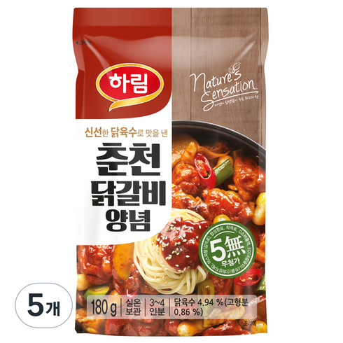 닭갈비양념장 - 하림 춘천 닭갈비 양념, 180g, 5개