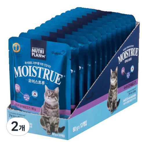 동원뉴트리플랜 고양이 주식파우치 시니어 12P, 닭+참치, 80g, 2개