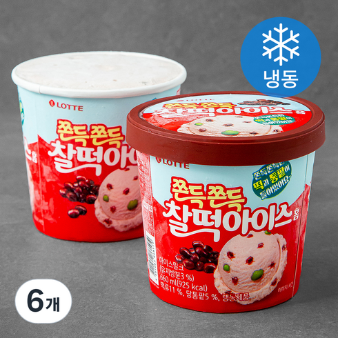 롯데웰푸드 찰떡아이스 홈 컵 아이스밀크 (냉동), 660ml, 6개