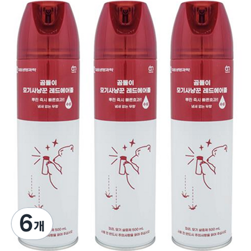 대웅생명과학 모기사냥꾼 레드에어졸 수성 무향 살충제, 500ml, 6개