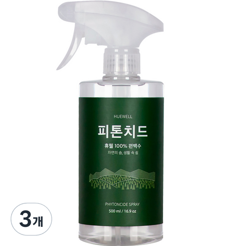 휴웰 100% 편백수 피톤치드 스프레이 화이트, 3개, 500ml