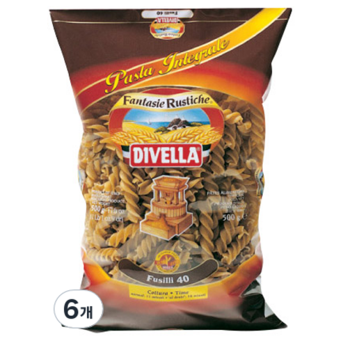 2023년 가성비 최고 푸실리룽고 - 디벨라 통밀푸질리 파스타, 500g, 6개
