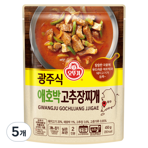 애호박국밥 - 오뚜기 광주식 애호박 고추장찌개, 450g, 5개
