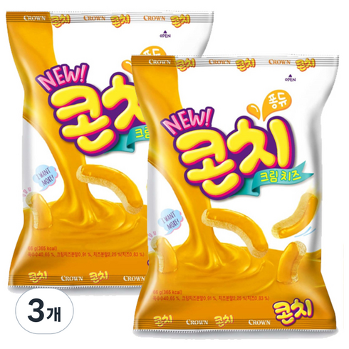 크라운 콘치 크림치즈 과자, 66g, 3개