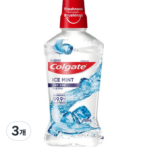 콜게이트 마우스워시 아이스 민트, 750ml, 3개