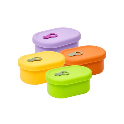 실리콘용기 - 심볼라 실리팝 실리콘 밥팩 망고옐로우 + 바이올렛 + 만다린오렌지 + 그린애플 미니 200ml 세트, 1세트, 밥팩 4종