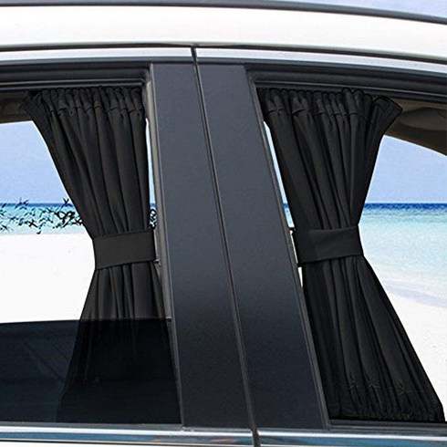 차량커튼 - 인앤캠핑 차량용 커튼 햇빛가리개 레일형 세트 70cm, 블랙, 2개