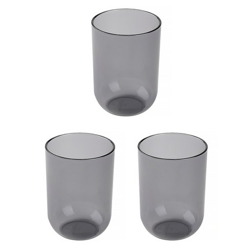 살림생각양치컵 - 마켓에이 투명 양치 컵, 라운드그레이, 3개