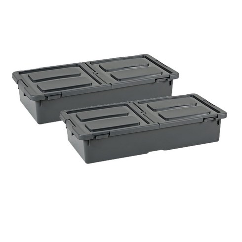 팬물산 틈새 언더베드 리빙박스 40L, 라이트그레이, 2개