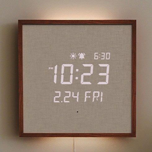 무아스 우든프레임 백라이트 무드등 LED 시계, 혼합색상