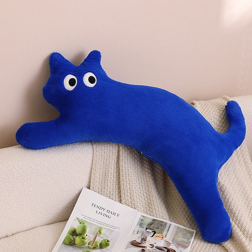 다다랜드 고양이 롱캣 쿠션 바디필로우, 블루