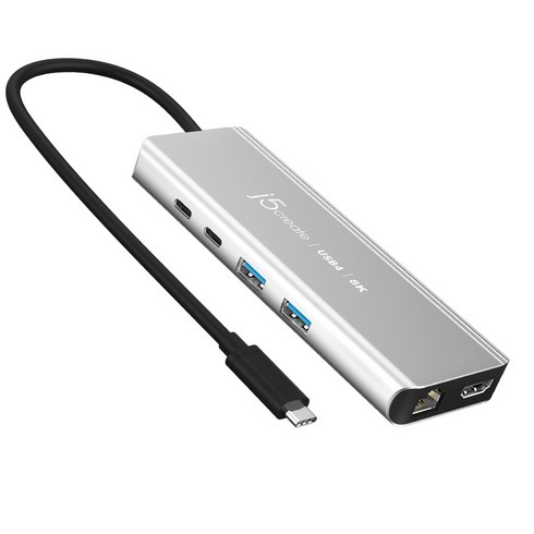 J5CREATE USB4 USB-C타입 8K HDMI 2.5기가 LAN 6 in 1 멀티포트 허브 J5create JCD403, 혼합색상