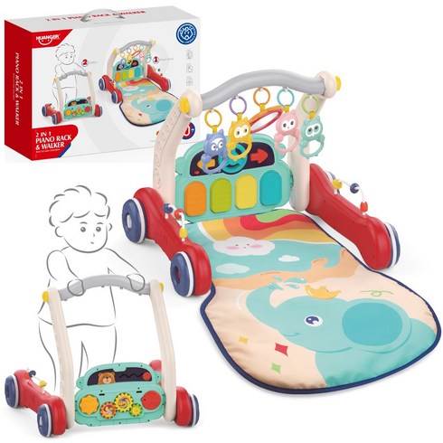 fisherprice - 하늘썬별 유아용 2 in 1 휠 피아노 체육관 라이트뮤직 걸음마보조기 heanhe0640, 레드