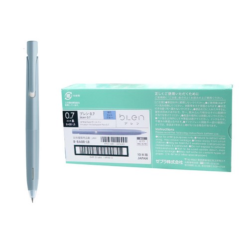 2023년 가성비 최고 블렌트일루젼 - 제브라 블렌 볼펜 0.7mm 10p, 라이트블루(바디) + 블랙(잉크), 1세트