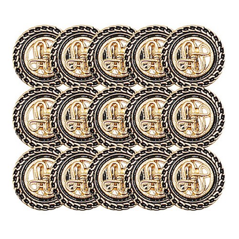 동대문단추왕 럭셔리2에라코트 단추 21mm, 골드블랙, 15개