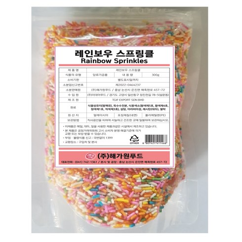 아이스크림토핑 - 햇살나래 레인보우 스프링클, 300g, 1개