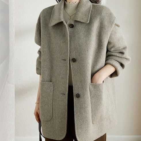 2023년 가성비 최고 겨울반코트 - 루나걸 여성용 로벤더 모직 하프 코트