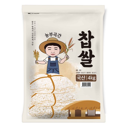 찹쌀 - 농부곡간 국산 찹쌀, 4kg, 1개