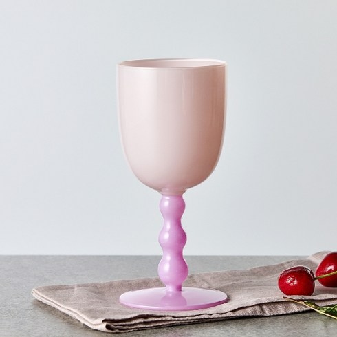 2023년 가성비 최고 유리컵 - 모던하우스 봉봉 투톤 위글 유리 고블렛 270ml, 밀키핑크, 1개