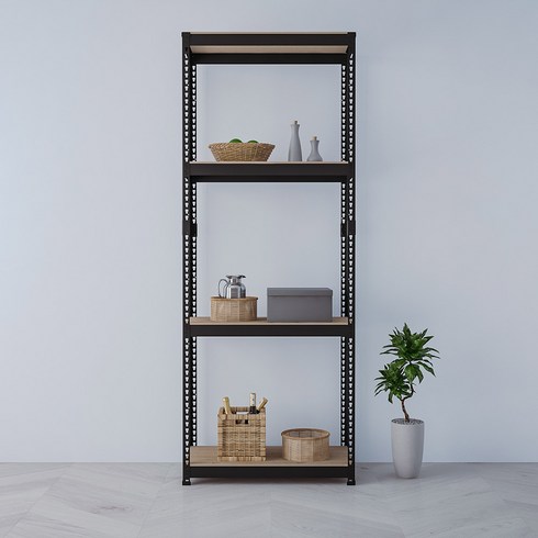 스피드랙 조립식 철제 앵글 선반, 블랙, 4단