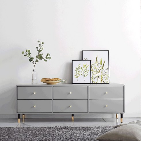 띠아모 1500 2단 서랍형 거실장 방문설치, 그레이