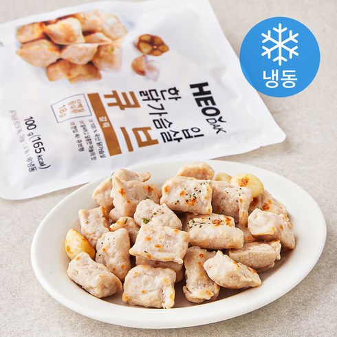 닭가슴살큐브 - 허닭 한입 닭가슴살 큐브 갈릭 (냉동), 100g, 5개