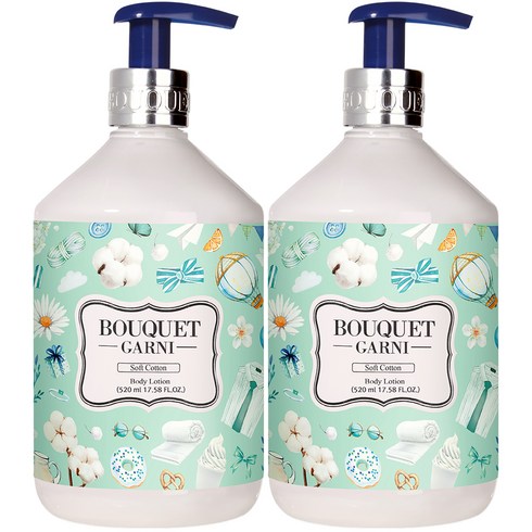 부케가르니 바디로션 소프트코튼향, 520ml, 2개