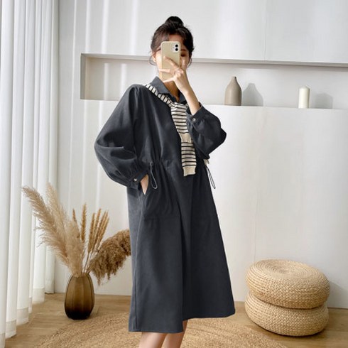 임부용 출산 외출용 포켓 셔츠 긴팔 원피스