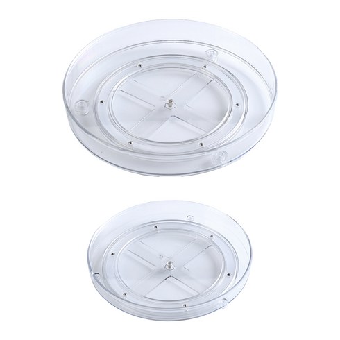 2023년 가성비 최고 냉장고 회전 정리대 - 디유 다용도 회전 트레이 대 + 소 세트, 투명, 1세트