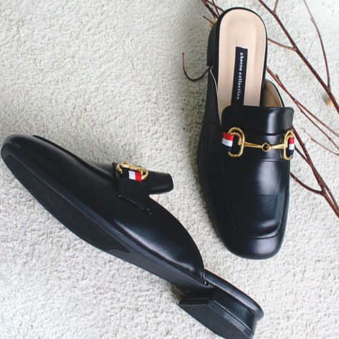 르본디 여성용 수제 발등 골드체인 블로퍼 2cm