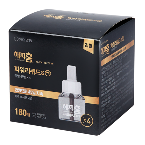 해피홈 블랙에디션 파워리퀴드S액 리필 45일 4p, 116ml, 1개