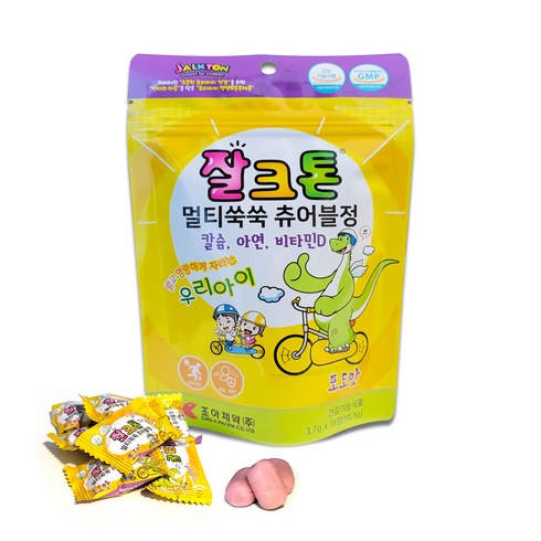 조아제약 유아용 잘크톤 멀티쑥쑥 츄어블정 포도맛 55.5g, 15정, 1개