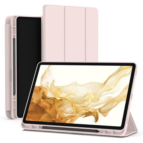 갤럭시탭케이스 - 신지모루 펜슬 수납 스마트커버 태블릿 PC 케이스, 핑크 샌드