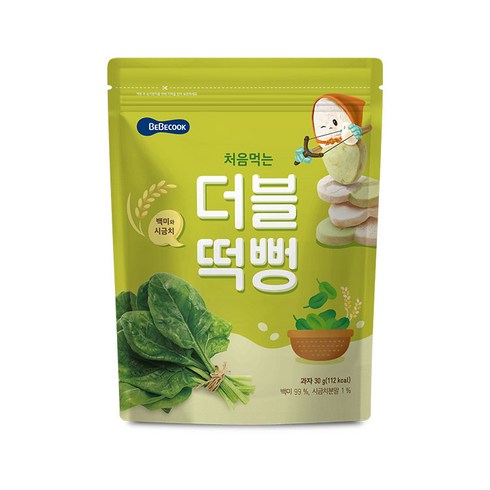 베베쿡 처음먹는 더블떡뻥 30g, 백미 + 시금치 혼합맛, 1개