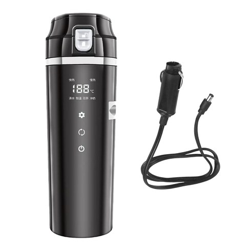 2023년 가성비 최고 전기보온포트ekp-cs500b - 500ML 차량용 전기포트 카포트 보온보냉 휴대용 차량용전기포트 12V 24V 겸용, 블랙