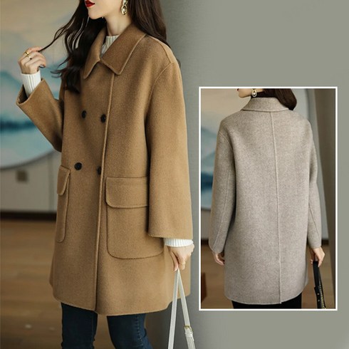 [한정세일 1/1+1]여성 도톰 캐시미어 오버코트 겨울코트 캐시미어 소프트 모직 코트